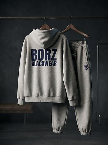 tech flecce: Мужской спортивный костюм, L, XL, Borz, Новый, цвет - Серый, Самовывоз, Платная доставка — 1