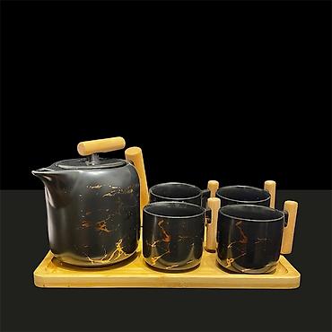 padnos desti: Çay dəsti, rəng - Qara, Keramika, 4 nəfərlik, Türkiyə — 2