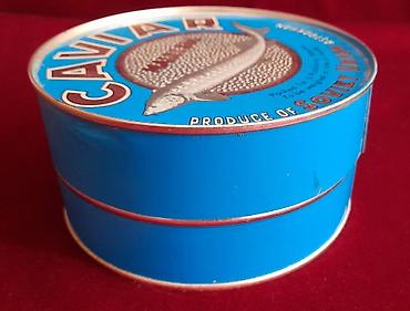 Искусство и коллекционирование: Банка CAVIAR астраханская икра 8х16 см СССР жесть — 3