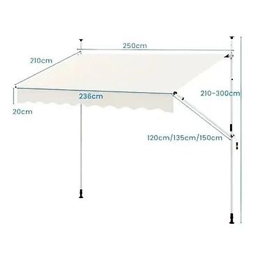 bambus ratan dizajn: Balkonska podesiva tenda krem 250 x 120 - 13000 din Boja: Krem — 2