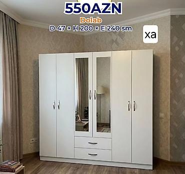 çöl qapi: Dolab – 550 AZN Ölçülər: D 47 × H 200 × E 240 sm Ağ rəngli, 5 qapılı — 1