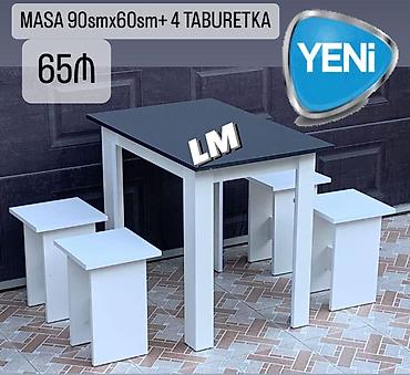 Masa və taburetka dəsti - Komplekt: 1 ədəd masa + 4 ədəd taburetka -