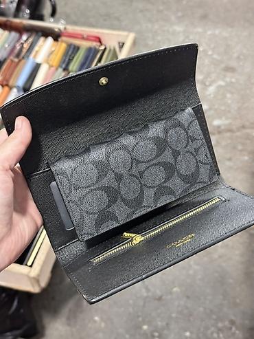 Кошельки: Кошелёк/клатч COACH Signature (черный) - Материал: фирменная — 2