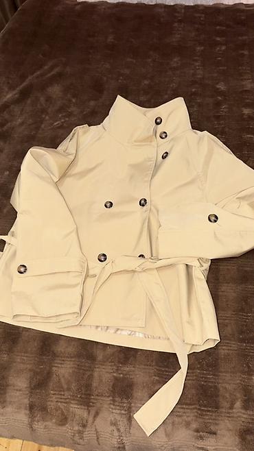 qisa don: Qısa trençkot – açıq xaki rəng, L ölçü - Stil: Klassik qısa trençkot — 4
