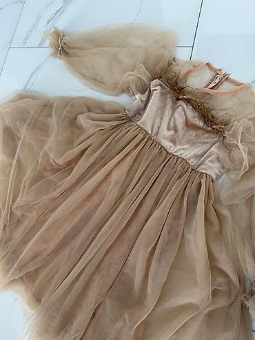 debli donlar instagram: Tül detallı ziyafət paltarı - Rəng: şampan/bej - Material: çoxqatlı — 1