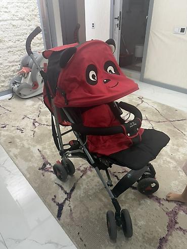 graco коляска: Uşaq arabası – qırmızı-qara rəngdə, şən heyvan üzü dizaynlı günlüyü — 2