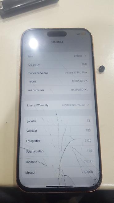 iphone dubay versiya: IPhone 17 Pro Max, 512 GB, Narıncı, Qırıq — 4