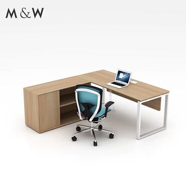 2106 qapi: M&W L formalı iş masası və ofis kreslosu dəsti - L-şəkilli geniş