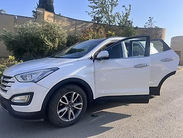santa fe 2008: Hyundai Santa Fe, ağ rəng, 4WD krossover/SUV. Xüsusiyyətlər: - Tam — 3