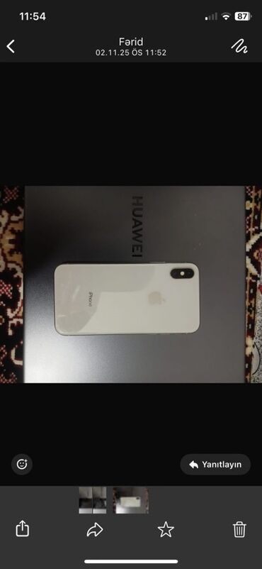 iphone 8 qiymət: IPhone X, 256 GB, Ağ, Face ID