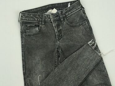 krótkie spodenki z wysokim stanem jeansowe: Spodnie jeansowe, H&M, 12 lat, 152, stan - Dobry