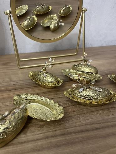mis samovar: Məhsul: Qapaqlı dekorativ mis qablar dəsti 10 ədəd, Türkiya, suvenir — 4