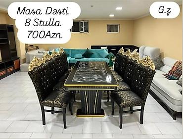 stul restoran: Qonaq otağı üçün, Yeni, Açılmayan, Dördbucaq masa, 8 stul — 1