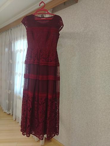 Bordo rəngli zərif uzun don - Model: qolsuz deyil, qısa qollu