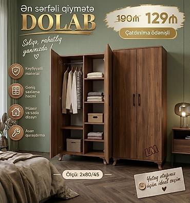 Yataq otağı üçün 2 qapılı dolab – sadə, müasir və funksional seçim