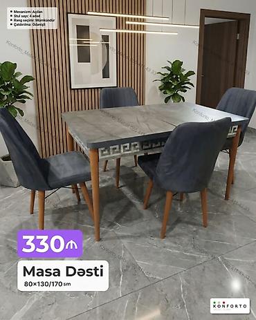 Masa Dəsti – 80×130/170 sm - Mexanizm: açılan (uzadıla bilən) - Stul — 1