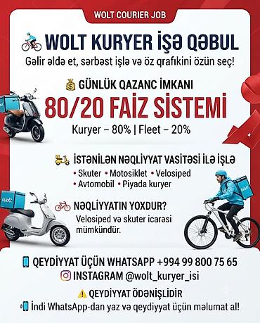 Əməkdaş axtarışı (vakansiyalar): Sürücü-kuryer tələb olunur, Şəxsi nəqliyyat vasitəsi ilə, Gündəlik ödəniş, Təcrübəsiz — 1
