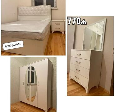 Yataq otağı dəstləri: İkinəfərlik çarpayı, Tumba, 2 tumba, Dolab, Azərbaycan, Yeni — 11