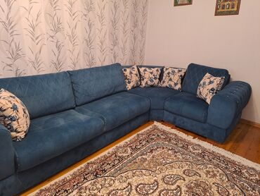 islenmis kunc divani: Угловой диван, Б/у, Раскладной, Без подьемного механизма, Набук, Нет доставки