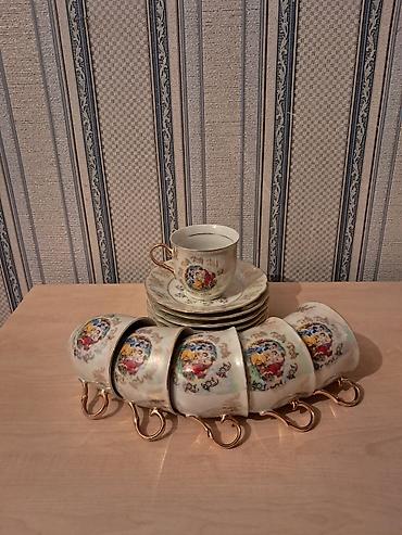 hədiyyəlik qutu: Çay dəsti, rəng - Qızılı, Farfor, 6 nəfərlik, Çexiya — 1