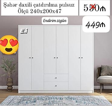 siyirme: Yeni, 6 qapı, Siyirməli, Ağ, Açılan, Düz dolab — 1