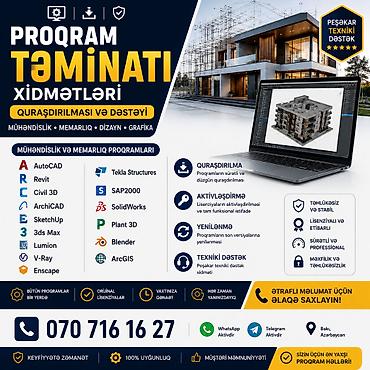 принтеры в баку: 🔹 Autodesk Paketi: AutoCAD, 3ds Max, Revit, Maya, Civil 3D və s. (Ən — 1