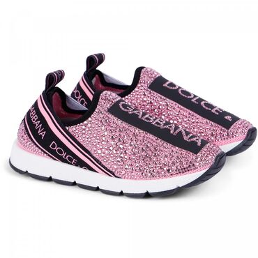 usaq paltarlari ve qiymetleri: DOLCE & GABBANA Girls' Crystal Sneakers in Pink yenidi Razmer 27