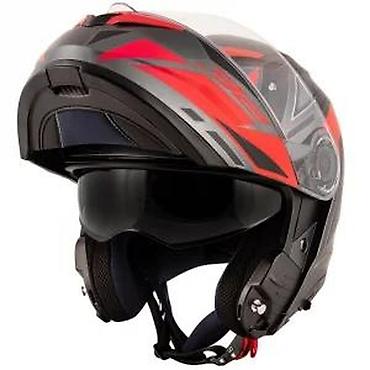 cena kacige: Kappa integralna moto kaciga – sportski dizajn, crno‑siva sa crvenim — 9