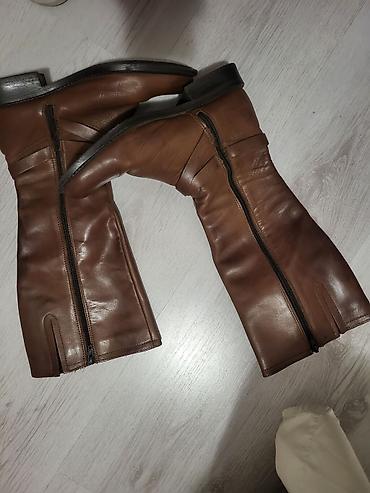 martens cena: Ženske kožne čizme do kolena – braon - Materijal: prirodna koža — 2