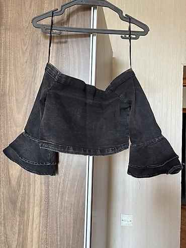 cins: ZARA WOMAN – premium DENIM COLLECTION” qara denim top M razmer Alınıb — 4