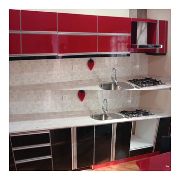 Mətbəx mebeli: Metbex mebeli, olcu 450 sm. Ustu tokme mermerdir (cox agir ve qalin