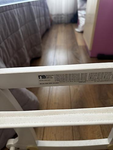mothercare: Ağ rəngli toxuma səbət beşik və taxta yelləncək stend dəsti - Brend — 4