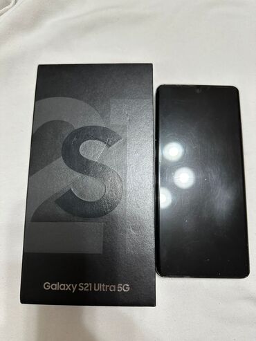 Мобильные телефоны: Samsung Galaxy S21 Ultra 5G, Б/у, 128 ГБ, цвет - Черный, 1 SIM, 2 SIM, eSIM