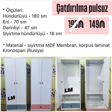 yeni dolab: Çatdırılma+quraşdırılma xidməti şəhər daxili pulsuz 📌 İki qapılı