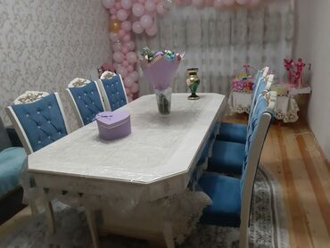 mebel stol stullar: Для гостиной, Новый, Раскладной, Прямоугольный стол, 6 стульев, Азербайджан