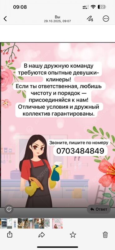 работа на дом: Талап кылынат Тазалоочу