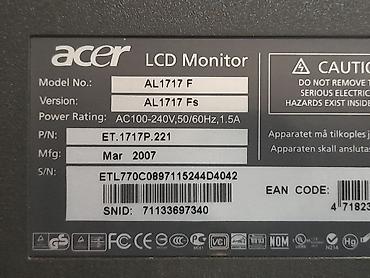 Мониторы: Монитор, Acer, Б/у, LCD, 17" - 18" — 5