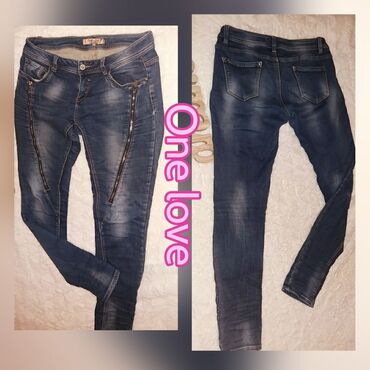 bele zvonaste pantalone: One love farke sa zipom L Jako udobne sa puno elastina i unikatnog