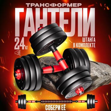 тренажер для лечения грыжи позвоночника: Гантели+ штанга. общий вес 24 кг. разборный. можно регулировать вес