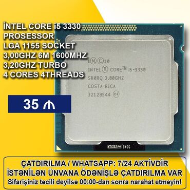 Masaüstü kompüterlər və iş stansiyaları: Prosessor Intel Core i5 Core i5 3330, 3-4 GHz, 4 nüvə, İşlənmiş