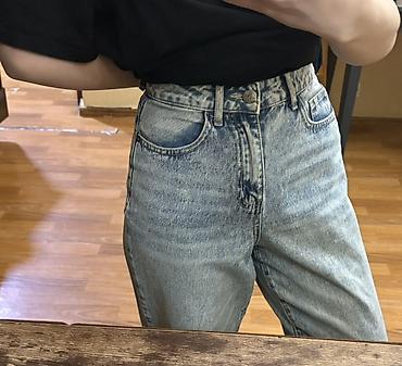 cins: Yüksək belli, açıq mavi “stonewashed” qadın cinsi şalvar — 2