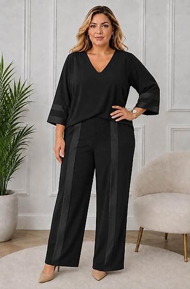 sako mona: Fa, Damski komplet – bluza i pantalone sa kontrastnim prugama - — 6