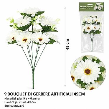 KMT 9 mali bela 711080 Veštački buket gerbera – beli, sa 9 cvetova