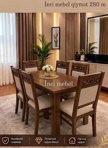 gence stol: Qonaq otağı üçün, Yeni, Açılmayan, Dördbucaq masa, 6 stul — 1