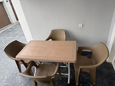 Bağ, çöl masa və oturacaq dəstləri: Yeni, Dördbucaq masa, 6 stul, Açılan, Skameykalar ilə, Plastik, Türkiyə — 9