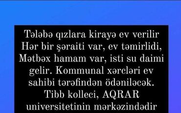 samaxi evler kiraye: Salam gəncə şəhəri kirayə ev qizlar üçün elaqe nom