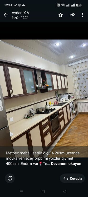 Pufiklər: Metbex mebeli satilir ölçü 4.20sm uzernde moyka verilecey prpblmi