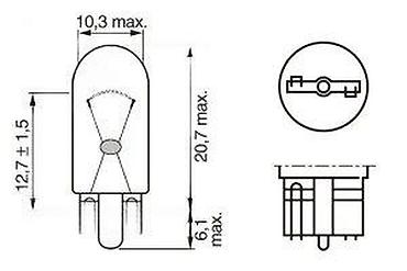 Sijalice: Bosch Pure Light W5W auto sijalice – set od 2 komada - Tip: W5W — 10