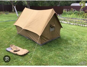 палатка одноместная: Палатка СССР 4хместная, с полом. Цвет хаки, брезент. Состояние из 5
