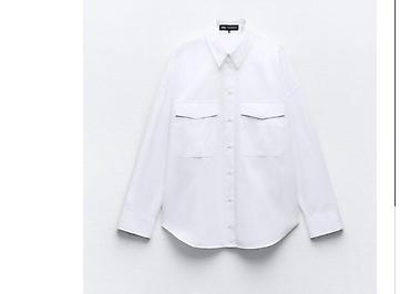 Рубашки: Zara оригинал. Белые х/б женские рубашки свободного кроя оверсайз с — 3